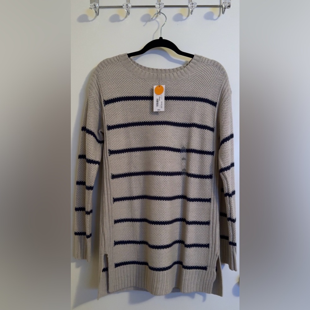 a.n.a oatmeal and navy striped sweater